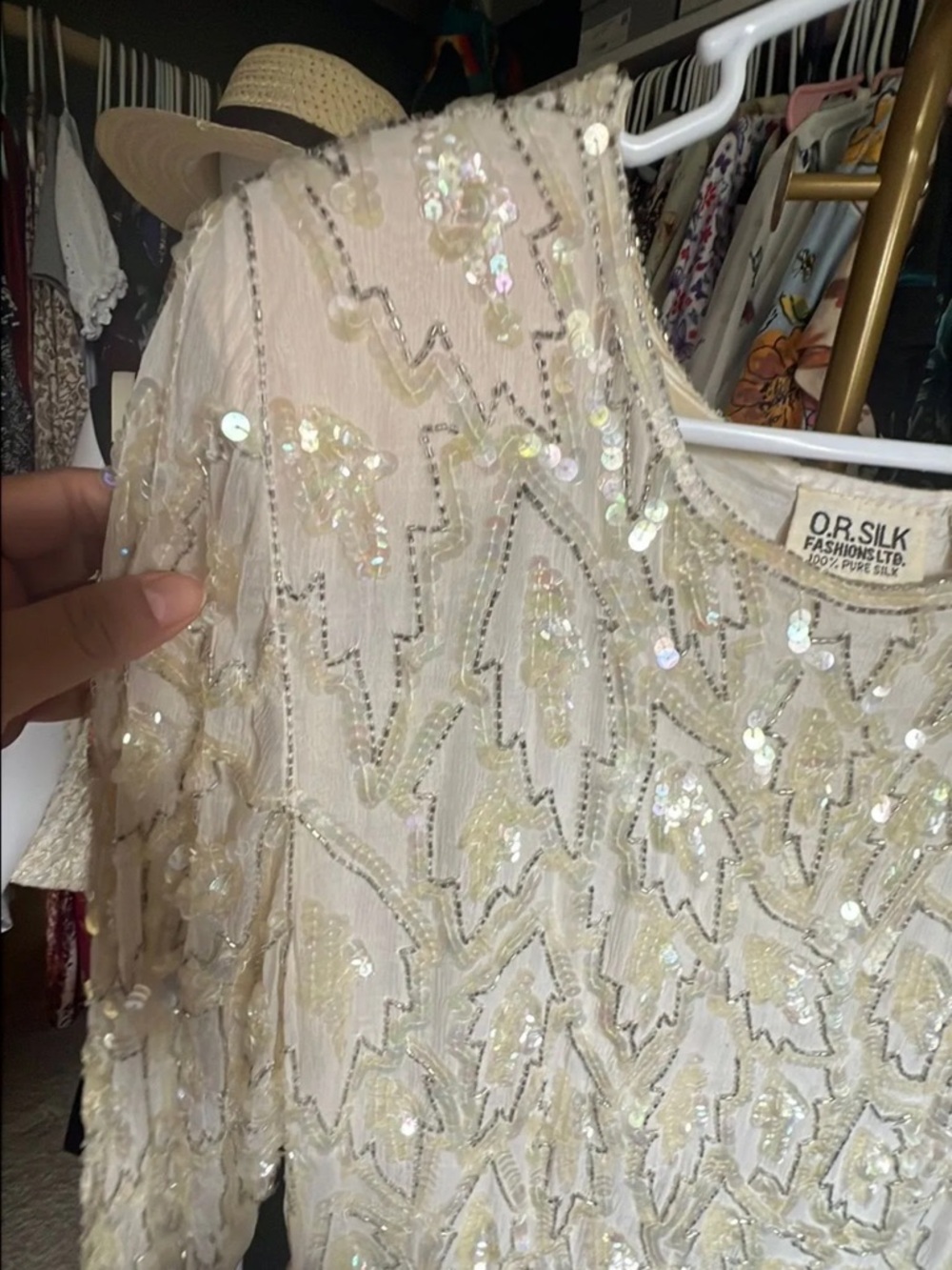 1980’s Vtg honey beaded silk sequin dress 100% silk size small - Picture 5 of 8